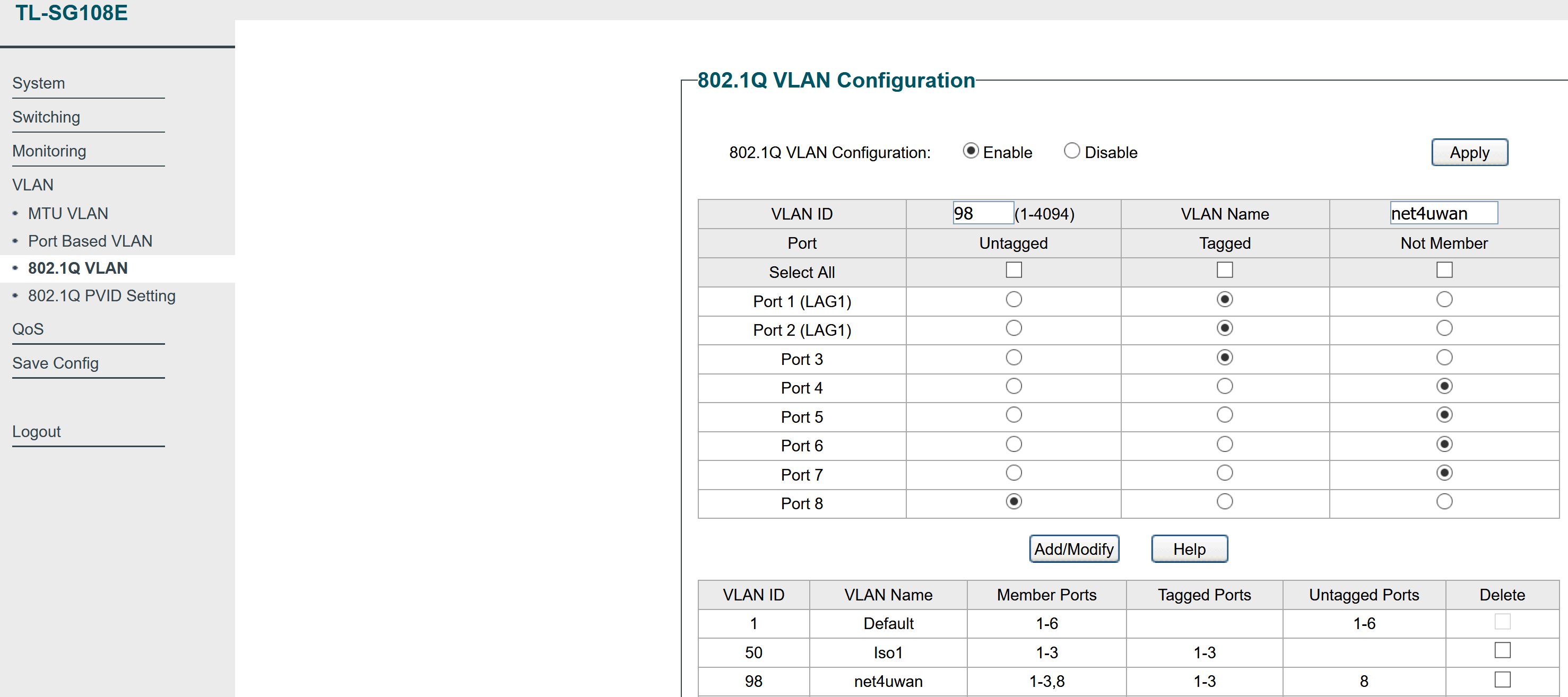 Hall Switch VLAN config