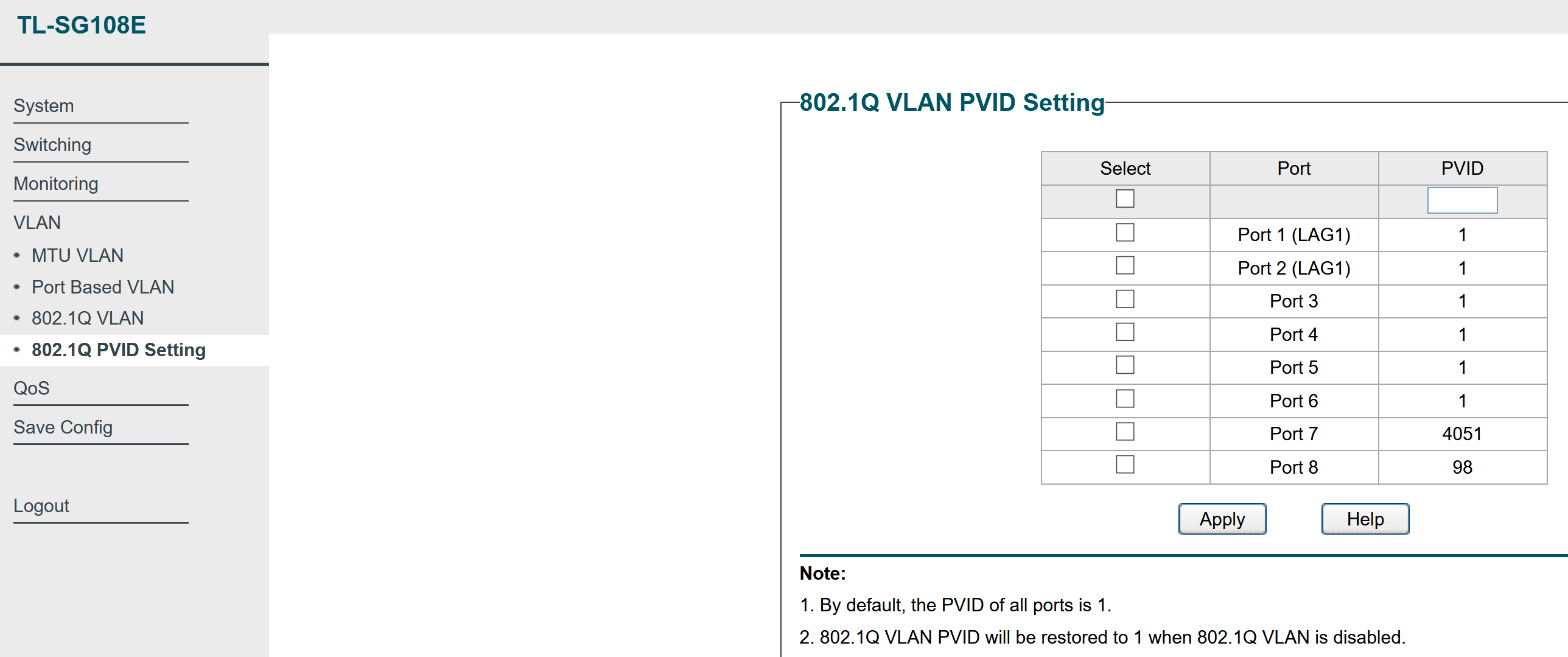 Hall Switch VLAN config