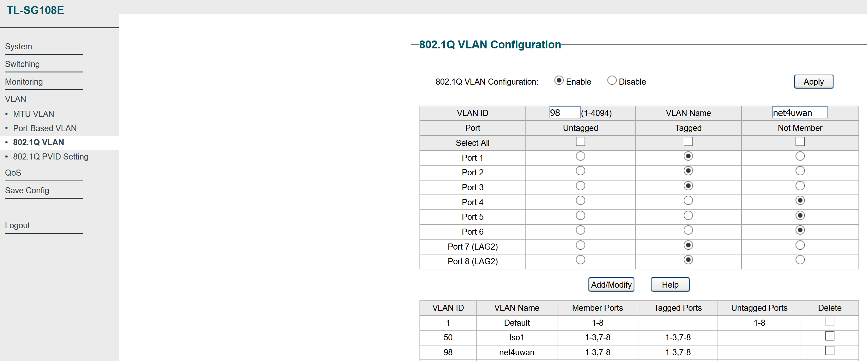 Hall Switch VLAN config